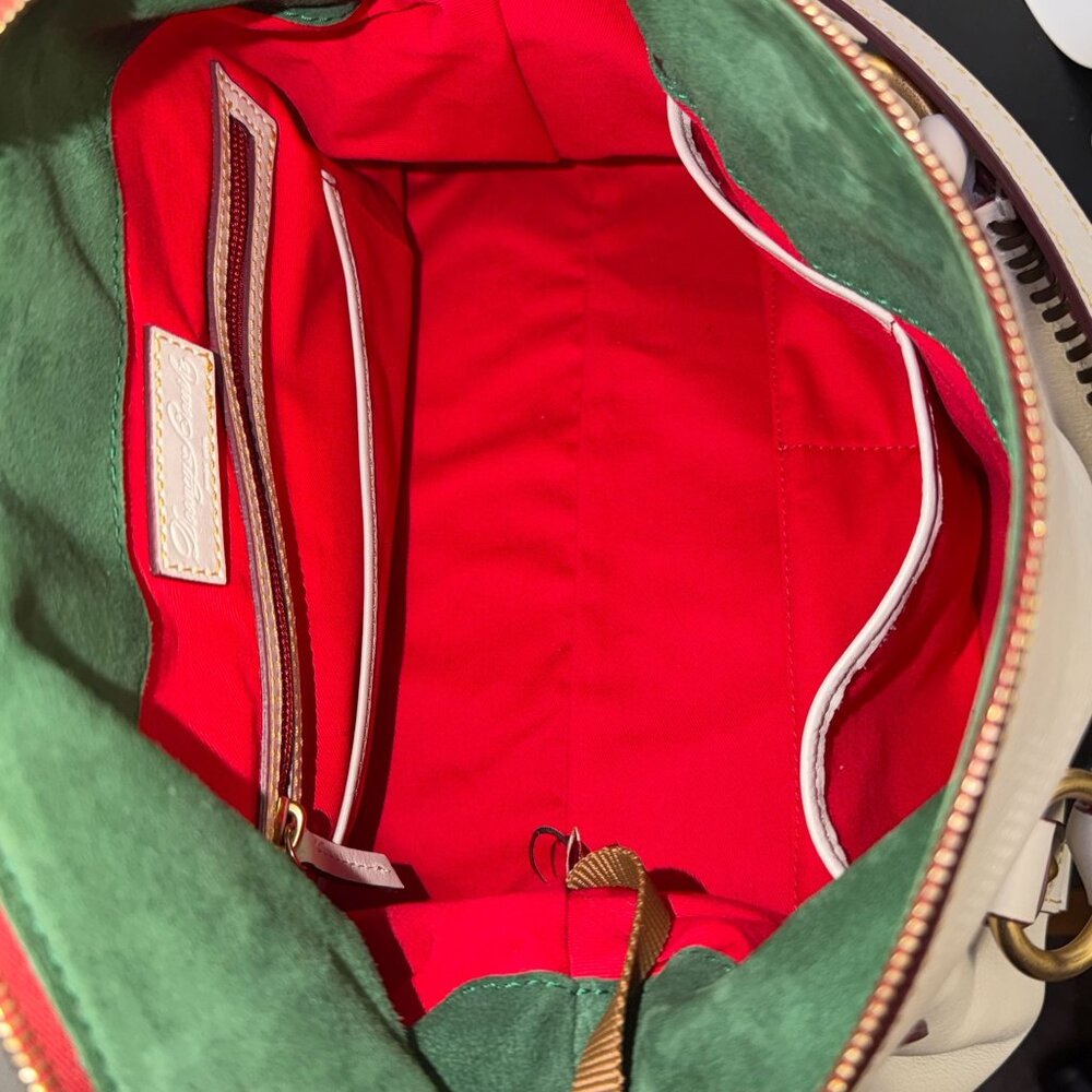 Dooney & Bourke White Leather Shoulder Bag With Tassel Details Large - Picture 8 of 9